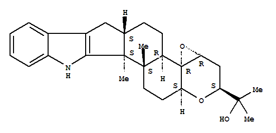 156967-67-8  2H,6H-Oxireno[4',4'a]-1-benzopyrano[5',6':6,7]indeno[1,2-b]indole-2-methanol,3,3a,4b,5,6a,7,12,12b,12c,13,14,14a-dodecahydro-a,a,12b,12c-tetramethyl-, (2S,3aR,4aR,4bR,6aS,12bS,12cS,14aS)- (9CI)
