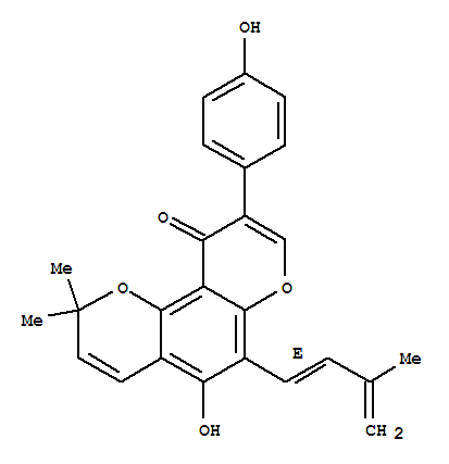 160433-45-4  2H,10H-Benzo[1,2-b:3,4-b']dipyran-10-one,5-hydroxy-9-(4-hydroxyphenyl)-2,2-dimethyl-6-[(1E)-3-methyl-1,3-butadienyl]-(9CI)