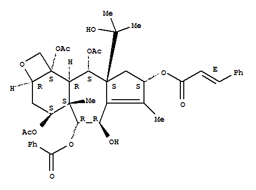 162558-77-2  2-Propenoic acid,3-phenyl-,(2aR,4S,4aS,5R,6R,8S,9aS,10S,10aR,10bS)-4,10,10b-tris(acetyloxy)-5-(benzoyloxy)-2a,3,4,4a,5,6,8,9,9a,10,10a,10b-dodecahydro-6-hydroxy-9a-(1-hydroxy-1-methylethyl)-4a,7-dimethyl-1H-azuleno[5',6':3,4]benz[1,2-b]oxet-8-ylester, (2E