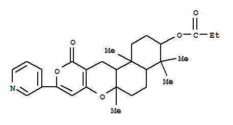 165467-56-1  2H,11H-Naphtho[2,1-b]pyrano[3,4-e]pyran-11-one,1,3,4,4a,5,6,6a,12,12a,12b-decahydro-4,4,6a,12b-tetramethyl-3-(1-oxopropoxy)-9-(3-pyridinyl)-,(3S,4aR,6aR,12aR,12bS)- (9CI)