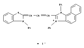 17870-45-0  1H-Naphth[1,2-d]imidazolium,1-ethyl-2-[3-(3-ethyl-2(3H)-benzothiazolylidene)-1-propen-1-yl]-3-phenyl-,iodide (1:1)