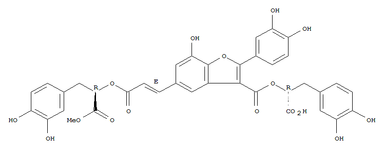 181364-73-8  3-Benzofurancarboxylicacid,2-(3,4-dihydroxyphenyl)-5-[(1E)-3-[(1R)-1-[(3,4-dihydroxyphenyl)methyl]-2-methoxy-2-oxoethoxy]-3-oxo-1-propen-1-yl]-7-hydroxy-,(1R)-1-carboxy-2-(3,4-dihydroxyphenyl)ethyl ester