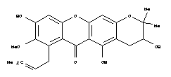 184587-72-2  2H,6H-Pyrano[3,2-b]xanthen-6-one,3,4-dihydro-3,5,9-trihydroxy-8-methoxy-2,2-dimethyl-7-(3-methyl-2-buten-1-yl)-,(+)-