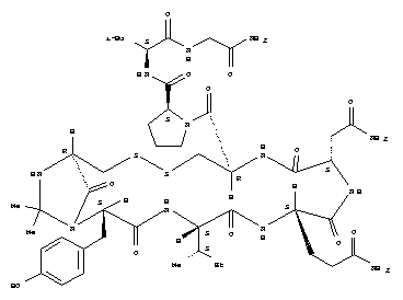 18777-87-2  Oxytocin,1-de-L-cysteine-2-[L-a-[(4-hydroxyphenyl)methyl]-L-4-(mercaptomethyl)-2,2-dimethyl-5-oxo-1-imidazolidineaceticacid]- (9CI)