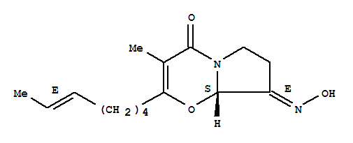 198773-28-3  4H-Pyrrolo[2,1-b][1,3]oxazine-4,8(8aH)-dione,2-(5E)-5-hepten-1-yl-6,7-dihydro-3-methyl-, 8-oxime, (8E,8aS)-