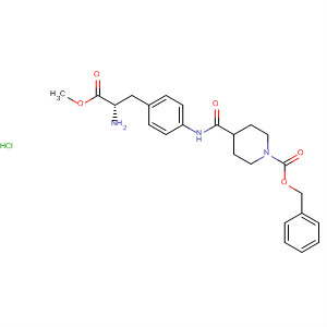 274927-69-4  1-Piperidinecarboxylic acid,4-[[[4-[(2S)-2-amino-3-methoxy-3-oxopropyl]phenyl]amino]carbonyl]-,phenylmethyl ester, monohydrochloride