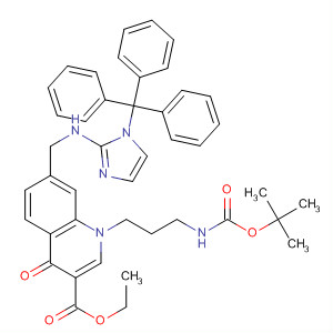 277315-99-8  3-Quinolinecarboxylic acid,1-[3-[[(1,1-dimethylethoxy)carbonyl]amino]propyl]-1,4-dihydro-4-oxo-7-[[[1-(triphenylmethyl)-1H-imidazol-2-yl]amino]methyl]-, ethyl ester
