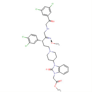 280141-17-5  1H-Benzimidazole-1-acetic acid,3-[1-[(3R)-5-[(3,5-dichlorobenzoyl)methylamino]-3-(3,4-dichlorophenyl)-4-(methoxyimino)pentyl]-4-piperidinyl]-2,3-dihydro-2-oxo-, methyl ester