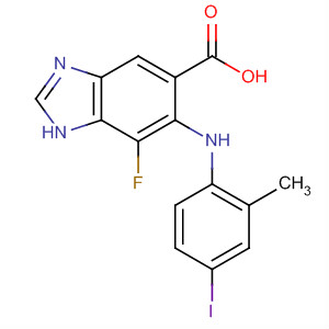 284486-91-5  1H-Benzimidazole-5-carboxylic acid,7-fluoro-6-[(4-iodo-2-methylphenyl)amino]-