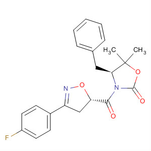 285994-27-6  2-Oxazolidinone,3-[[(5S)-3-(4-fluorophenyl)-4,5-dihydro-5-isoxazolyl]carbonyl]-5,5-dimethyl-4-(phenylmethyl)-, (4S)-
