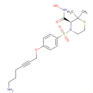287405-42-9  3-Thiomorpholinecarboxamide,4-[[4-[(6-amino-2-hexynyl)oxy]phenyl]sulfonyl]-N-hydroxy-2,2-dimethyl-,(3S)-