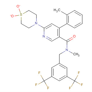 290296-92-3  3-Pyridinecarboxamide,N-[[3,5-bis(trifluoromethyl)phenyl]methyl]-6-(1,1-dioxido-4-thiomorpholinyl)-N-methyl-4-(2-methylphenyl)-