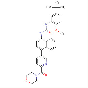 294851-58-4  Morpholine,4-[[5-[4-[[[[5-(1,1-dimethylethyl)-2-methoxyphenyl]amino]carbonyl]amino]-1-naphthalenyl]-2-pyridinyl]carbonyl]-