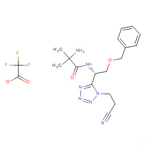 295331-14-5  Propanamide,2-amino-N-[(1S)-1-[1-(2-cyanoethyl)-1H-tetrazol-5-yl]-2-(phenylmethoxy)ethyl]-2-methyl-, mono(trifluoroacetate)