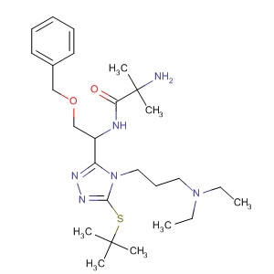 295331-50-9  Propanamide,2-amino-N-[1-[4-[3-(diethylamino)propyl]-5-[(1,1-dimethylethyl)thio]-4H-1,2,4-triazol-3-yl]-2-(phenylmethoxy)ethyl]-2-methyl-
