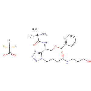 295331-85-0  1H-Tetrazole-1-butanamide,5-[(1S)-1-[(2-amino-2-methyl-1-oxopropyl)amino]-2-(phenylmethoxy)ethyl]-N-(3-hydroxypropyl)-, mono(trifluoroacetate) (salt)