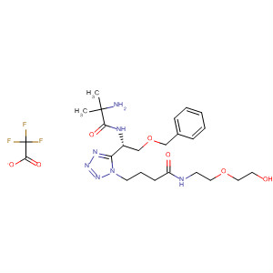 295332-23-9  1H-Tetrazole-1-butanamide,5-[(1S)-1-[(2-amino-2-methyl-1-oxopropyl)amino]-2-(phenylmethoxy)ethyl]-N-[2-(2-hydroxyethoxy)ethyl]-, mono(trifluoroacetate) (salt)