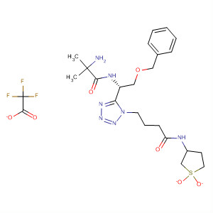 295332-51-3  1H-Tetrazole-1-butanamide,5-[(1S)-1-[(2-amino-2-methyl-1-oxopropyl)amino]-2-(phenylmethoxy)ethyl]-N-(tetrahydro-1,1-dioxido-3-thienyl)-, mono(trifluoroacetate)