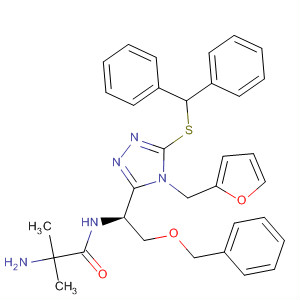295333-46-9  Propanamide,2-amino-N-[(1S)-1-[5-[(diphenylmethyl)thio]-4-(2-furanylmethyl)-4H-1,2,4-triazol-3-yl]-2-(phenylmethoxy)ethyl]-2-methyl-