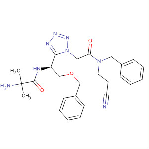 295333-84-5  1H-Tetrazole-1-acetamide,5-[(1S)-1-[(2-amino-2-methyl-1-oxopropyl)amino]-2-(phenylmethoxy)ethyl]-N-(2-cyanoethyl)-N-(phenylmethyl)-