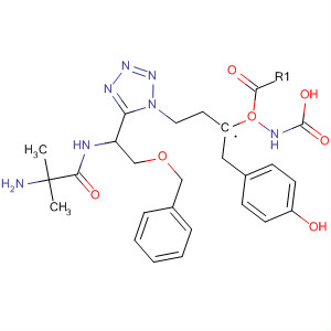 295334-23-5  Carbamic acid, [2-(4-hydroxyphenyl)ethyl]-,2-[5-[(1S)-1-[(2-amino-2-methyl-1-oxopropyl)amino]-2-(phenylmethoxy)ethyl]-1H-tetrazol-1-yl]ethyl ester