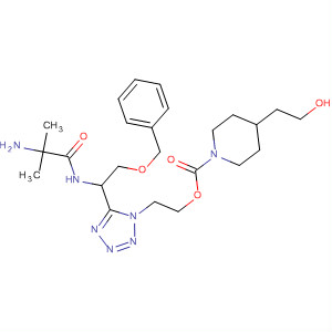 295335-88-5  1-Piperidinecarboxylic acid, 4-(2-hydroxyethyl)-,2-[5-[(1S)-1-[(2-amino-2-methyl-1-oxopropyl)amino]-2-(phenylmethoxy)ethyl]-1H-tetrazol-1-yl]ethyl ester