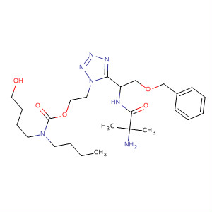 295336-11-7  Carbamic acid, butyl(4-hydroxybutyl)-,2-[5-[(1S)-1-[(2-amino-2-methyl-1-oxopropyl)amino]-2-(phenylmethoxy)ethyl]-1H-tetrazol-1-yl]ethyl ester