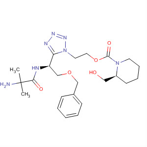 295336-16-2  1-Piperidinecarboxylic acid, 2-(hydroxymethyl)-,2-[5-[(1S)-1-[(2-amino-2-methyl-1-oxopropyl)amino]-2-(phenylmethoxy)ethyl]-1H-tetrazol-1-yl]ethyl ester