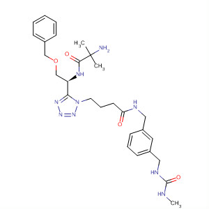 295336-37-7  1H-Tetrazole-1-butanamide,5-[(1S)-1-[(2-amino-2-methyl-1-oxopropyl)amino]-2-(phenylmethoxy)ethyl]-N-[[3-[[[(methylamino)carbonyl]amino]methyl]phenyl]methyl]-