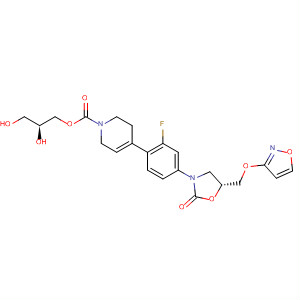 252320-86-8  1(2H)-Pyridinecarboxylic acid,4-[2-fluoro-4-[(5R)-5-[(3-isoxazolyloxy)methyl]-2-oxo-3-oxazolidinyl]phenyl]-3,6-dihydro-, (2S)-2,3-dihydroxypropyl ester