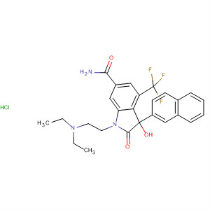 259667-15-7  1H-Indole-6-carboxamide,1-[2-(diethylamino)ethyl]-2,3-dihydro-3-hydroxy-3-(2-naphthalenyl)-2-oxo-4-(trifluoromethyl)-, monohydrochloride