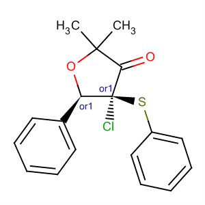 260436-03-1  3(2H)-Furanone, 4-chlorodihydro-2,2-dimethyl-5-phenyl-4-(phenylthio)-,(4R,5R)-rel-