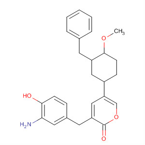 261358-35-4  2H-Pyran-2-one,3-[(3-amino-4-hydroxyphenyl)methyl]tetrahydro-5-[4-methoxy-3-(phenylmethyl)phenyl]-, (5S)-