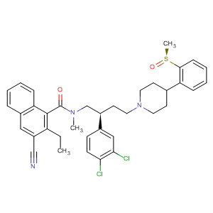 263861-10-5  1-Naphthalenecarboxamide,3-cyano-N-[(2S)-2-(3,4-dichlorophenyl)-4-[4-[2-[(S)-methylsulfinyl]phenyl]-1-piperidinyl]butyl]-2-ethyl-N-methyl-