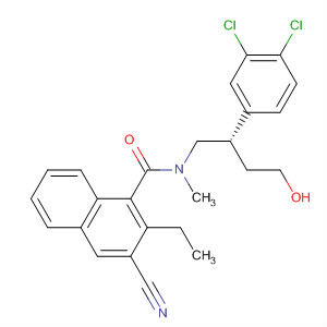 263862-04-0  1-Naphthalenecarboxamide,3-cyano-N-[(2S)-2-(3,4-dichlorophenyl)-4-hydroxybutyl]-2-ethyl-N-methyl-