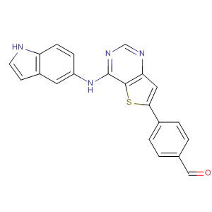 225381-00-0  Benzaldehyde, 4-[4-(1H-indol-5-ylamino)thieno[3,2-d]pyrimidin-6-yl]-