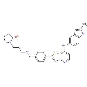 225384-61-2  2-Pyrrolidinone,1-[3-[[[4-[7-[(2-methyl-1H-indol-5-yl)amino]thieno[3,2-b]pyridin-2-yl]phenyl]methyl]amino]propyl]-
