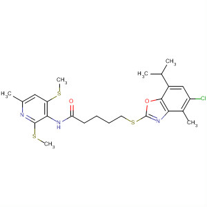 225941-58-2  Pentanamide,5-[[5-chloro-4-methyl-7-(1-methylethyl)-2-benzoxazolyl]thio]-N-[6-methyl-2,4-bis(methylthio)-3-pyridinyl]-