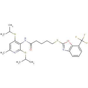 225941-75-3  Pentanamide,N-[6-methyl-2,4-bis[(1-methylethyl)thio]-3-pyridinyl]-5-[[7-(trifluoromethyl)-2-benzoxazolyl]thio]-