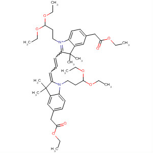 228272-61-5  3H-Indolium,1-(3,3-diethoxypropyl)-2-[3-[1-(3,3-diethoxypropyl)-5-(2-ethoxy-2-oxoethyl)-1,3-dihydro-3,3-dimethyl-2H-indol-2-ylidene]-1-propenyl]-5-(2-ethoxy-2-oxoethyl)-3,3-dimethyl-