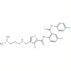 229338-20-9  2-Thiophenecarboxamide,3-chloro-N-[4-chloro-2-[[(4-chlorophenyl)amino]carbonyl]phenyl]-4-[[[2-(dimethylamino)ethyl]methylamino]methyl]-