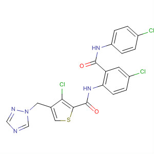 229338-51-6  2-Thiophenecarboxamide,3-chloro-N-[4-chloro-2-[[(4-chlorophenyl)amino]carbonyl]phenyl]-4-(1H-1,2,4-triazol-1-ylmethyl)-