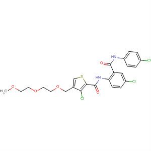 229341-15-5  2-Thiophenecarboxamide,3-chloro-N-[4-chloro-2-[[(4-chlorophenyl)amino]carbonyl]phenyl]-4-[[2-(2-methoxyethoxy)ethoxy]methyl]-