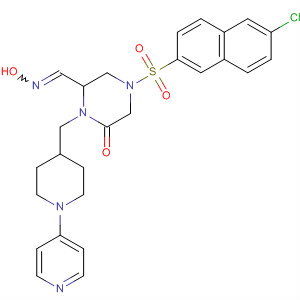 229646-59-7  2-Piperazinecarboxaldehyde,4-[(6-chloro-2-naphthalenyl)sulfonyl]-6-oxo-1-[[1-(4-pyridinyl)-4-piperidinyl]methyl]-, 2-oxime
