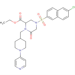 229646-72-4  2-Piperazinecarboxylic acid,4-[(6-chloro-2-naphthalenyl)sulfonyl]-6-oxo-1-[[1-(4-pyridinyl)-4-piperidinyl]methyl]-, ethyl ester, (2R)-