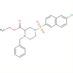 229647-15-8  2-Piperazinecarboxylic acid,4-[(6-chloro-2-naphthalenyl)sulfonyl]-1-(phenylmethyl)-, ethyl ester