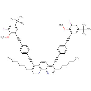 233262-47-0  1,10-Phenanthroline,4,7-bis[[4-[[5-(1,1-dimethylethyl)-3-iodo-2-methoxyphenyl]ethynyl]phenyl]ethynyl]-3,8-dihexyl-