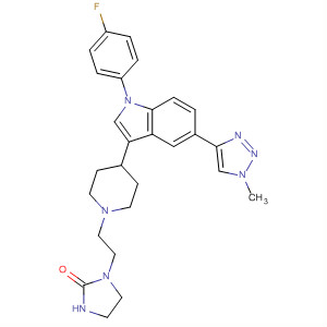 243467-43-8  2-Imidazolidinone,1-[2-[4-[1-(4-fluorophenyl)-5-(1-methyl-1H-1,2,3-triazol-4-yl)-1H-indol-3-yl]-1-piperidinyl]ethyl]-