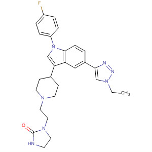 243467-45-0  2-Imidazolidinone,1-[2-[4-[5-(1-ethyl-1H-1,2,3-triazol-4-yl)-1-(4-fluorophenyl)-1H-indol-3-yl]-1-piperidinyl]ethyl]-