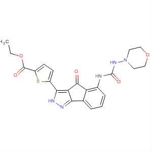 247149-68-4  2-Thiophenecarboxylic acid,5-[2,4-dihydro-5-[[(4-morpholinylamino)carbonyl]amino]-4-oxoindeno[1,2-c]pyrazol-3-yl]-, ethyl ester